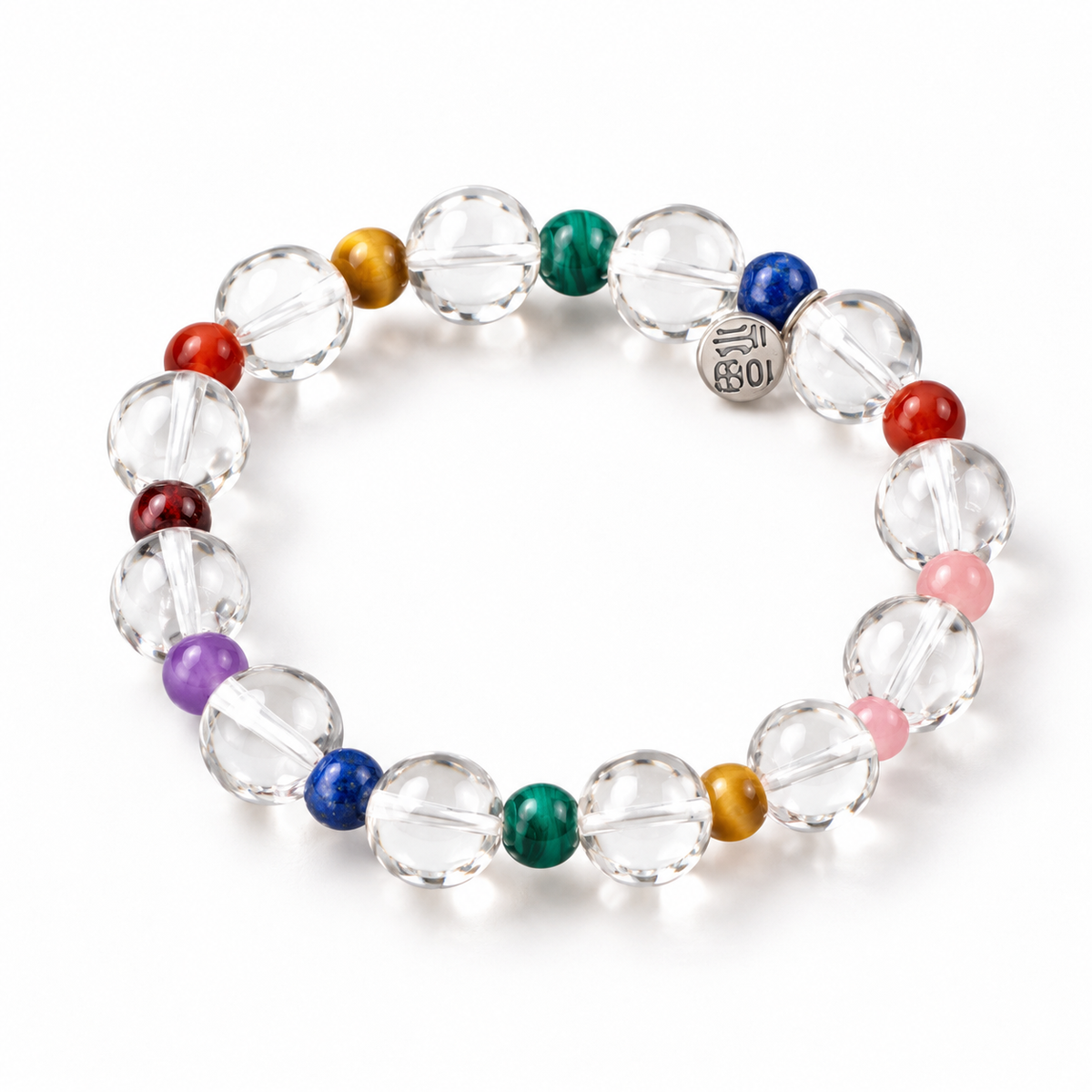 Cleansing Luck Quiet Prism Multicolor Clear Quartz Tiger's Eye Handmade Bracelet·Metal｜Refinement