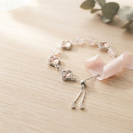 Self-Love Luck Clover Wish Two-Tone Rose Quartz Glass Handmade Clover Charm Bracelet·Fire｜Radiance