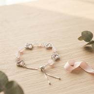 Self-Love Luck Clover Wish Two-Tone Rose Quartz Glass Handmade Clover Charm Bracelet·Fire｜Radiance