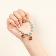 Luck Gathered Blessings（聚福）Multicolor Cloisonné Handmade Charm Bracelet — wearing view 1