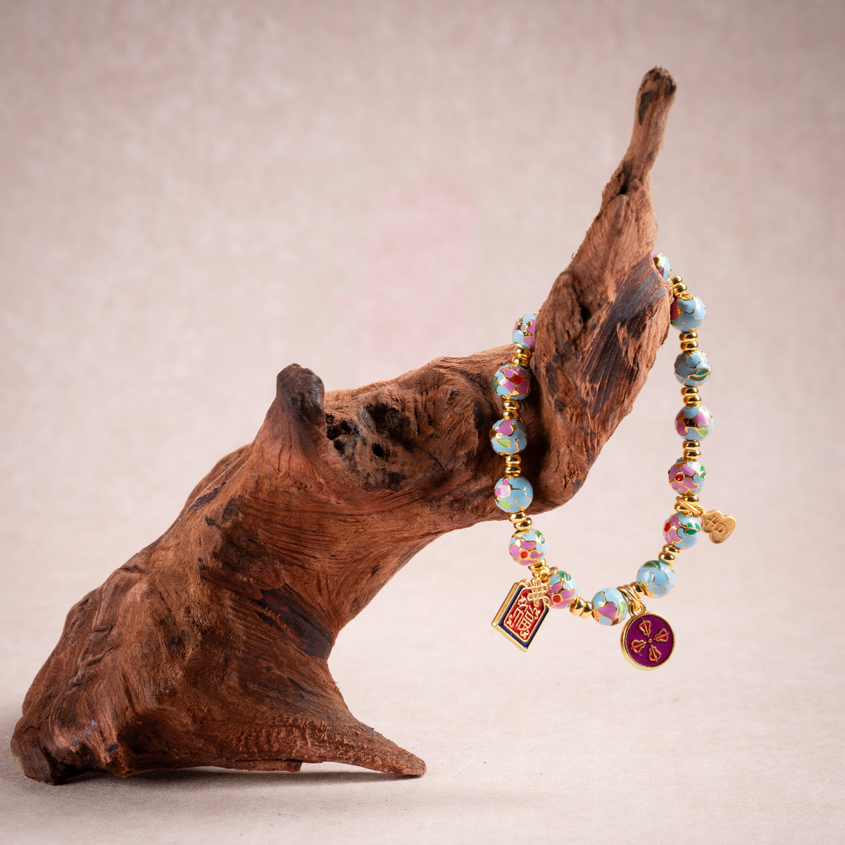 Luck Gathered Blessings（聚福）Multicolor Cloisonné Handmade Charm Bracelet — supplementary atmosphere image