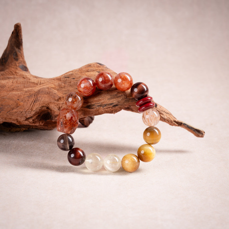 Confidence Career Golden Season Golden Tiger's Eye Lemon Quartz Handmade Bracelet·Earth｜Grounding — atmosphere image 2