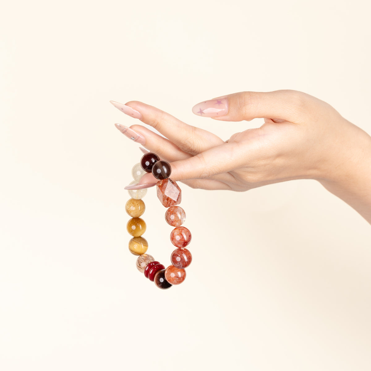 Confidence Career Golden Season Golden Tiger's Eye Lemon Quartz Handmade Bracelet·Earth｜Grounding — on-hand image 1