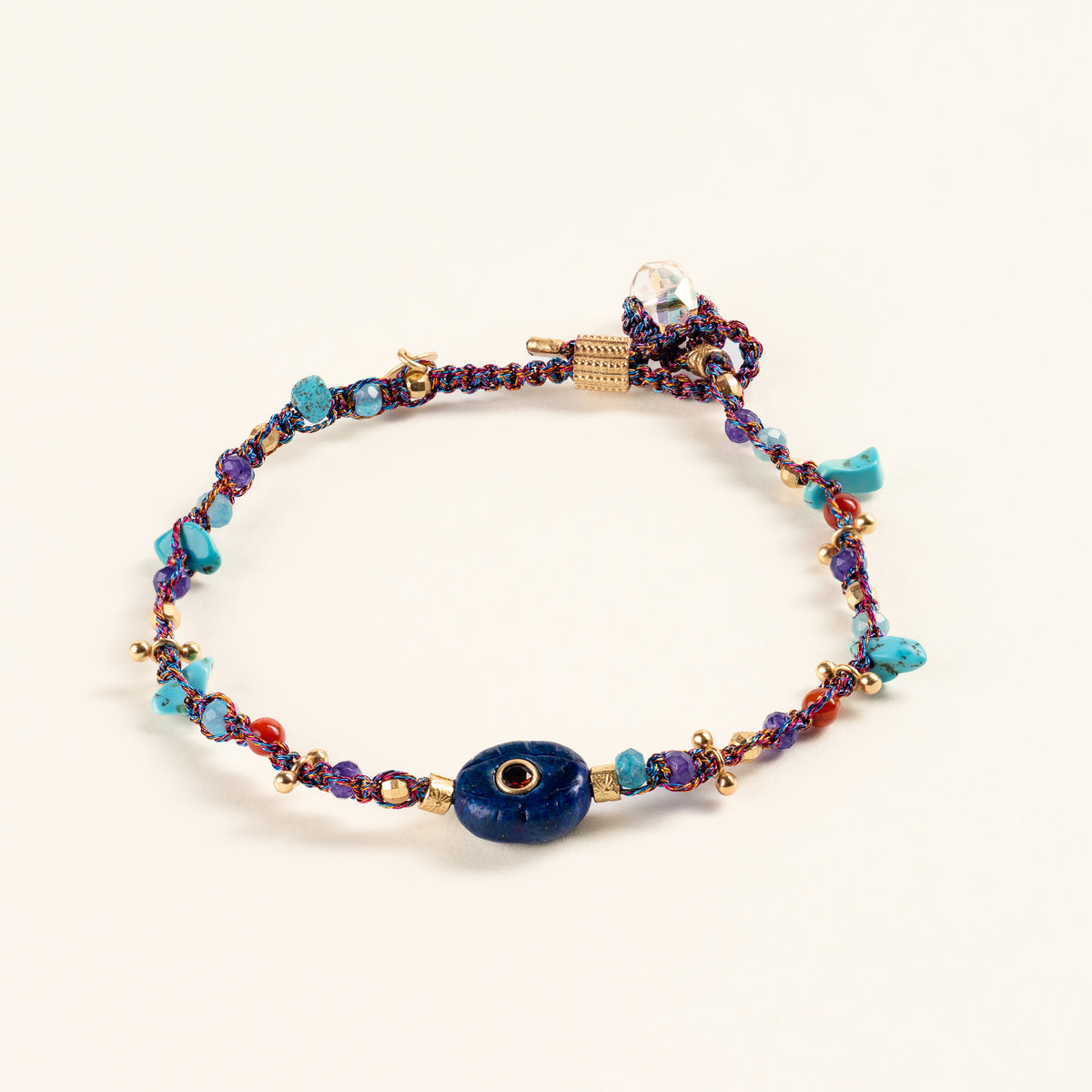 Authentic Expression Quiet Tides Multicolor Turquoise Lapis Lazuli Handmade Adjustable Bracelet·Water｜Intuition — main
