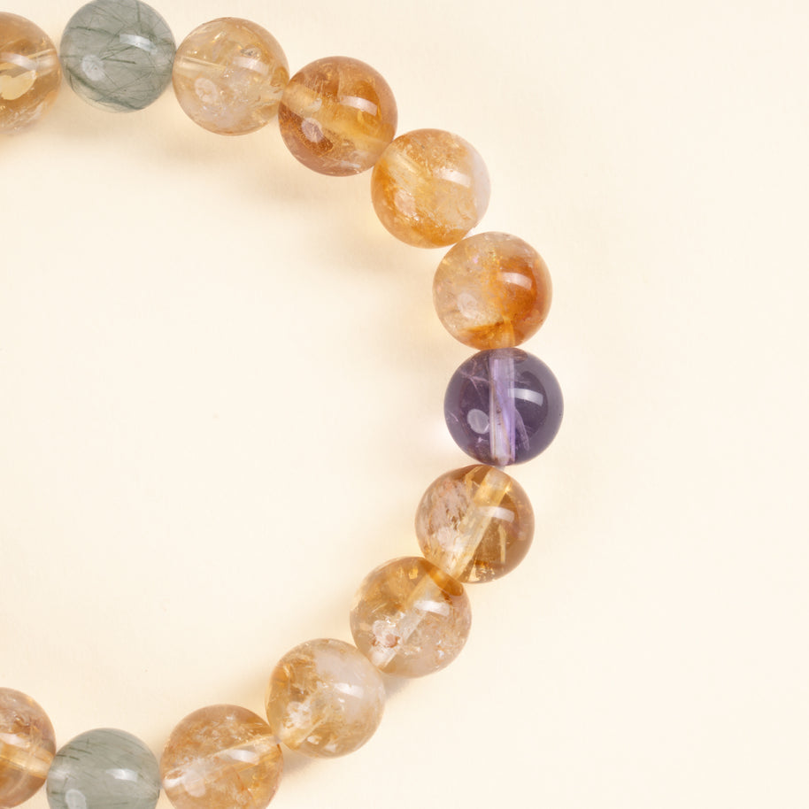 Abundance Confidence Golden Momentum Multicolor Golden Rutilated Quartz Golden Tiger's Eye Handmade Bracelet·Earth｜Grounding — detail image 1