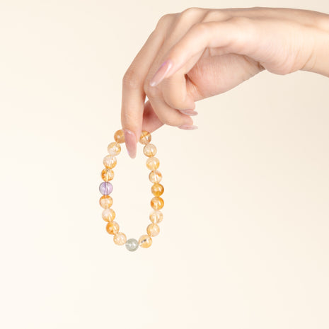 Abundance Confidence Golden Momentum Multicolor Golden Rutilated Quartz Golden Tiger's Eye Handmade Bracelet·Earth｜Grounding — on-hand image 1
