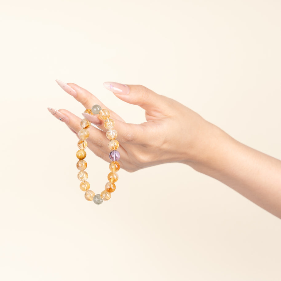Abundance Confidence Golden Momentum Multicolor Golden Rutilated Quartz Golden Tiger's Eye Handmade Bracelet·Earth｜Grounding — on-hand image 2