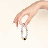 Intuition Transformation Ever Bright Moon Moonstone Tiger's Eye Handmade Bracelet·Metal｜Clarity — on-hand image 2