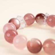 Love Self-Love Blush Romance Two-Tone Rose Quartz Strawberry Quartz Handmade Bracelet·Fire｜Passion — detail image 1