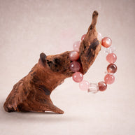 Love Self-Love Blush Romance Two-Tone Rose Quartz Strawberry Quartz Handmade Bracelet·Fire｜Passion — atmosphere image 2