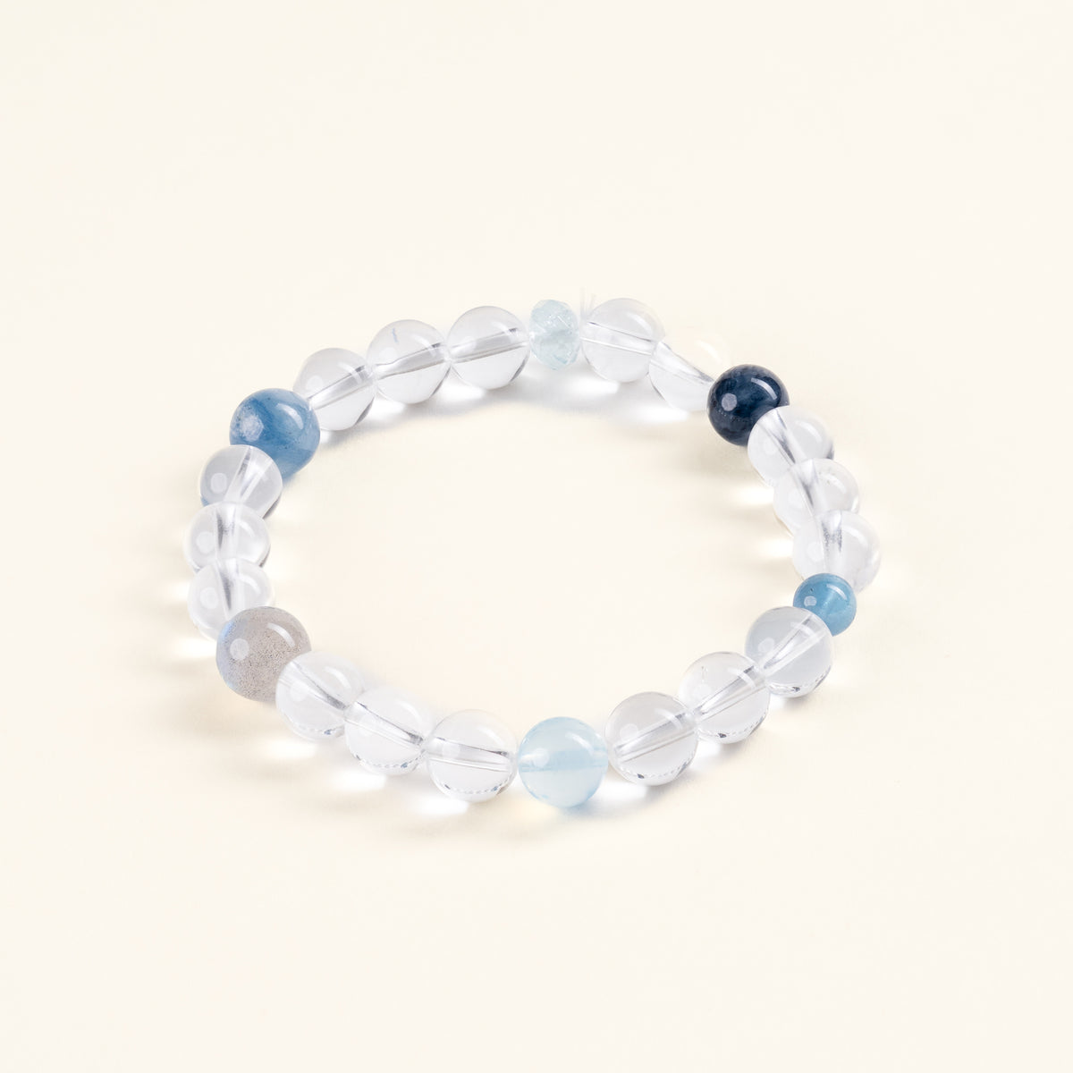 Source Connection Intuition Frosted Clarity Clear Quartz Aquamarine Handmade Bracelet·Metal｜Clarity — main