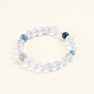 Source Connection Intuition Frosted Clarity Clear Quartz Aquamarine Handmade Bracelet·Metal｜Clarity — main