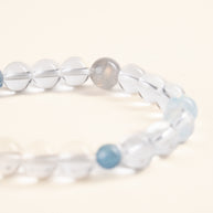 Source Connection Intuition Frosted Clarity Clear Quartz Aquamarine Handmade Bracelet·Metal｜Clarity — detail image 1