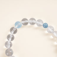 Source Connection Intuition Frosted Clarity Clear Quartz Aquamarine Handmade Bracelet·Metal｜Clarity — detail image 2