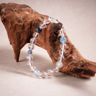 Source Connection Intuition Frosted Clarity Clear Quartz Aquamarine Handmade Bracelet·Metal｜Clarity — atmosphere image 2