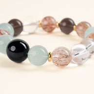Wisdom Calm A Moment of Budding Green Fluorite Smoky Quartz Handmade Bracelet·Wood｜Growth — detail image 2