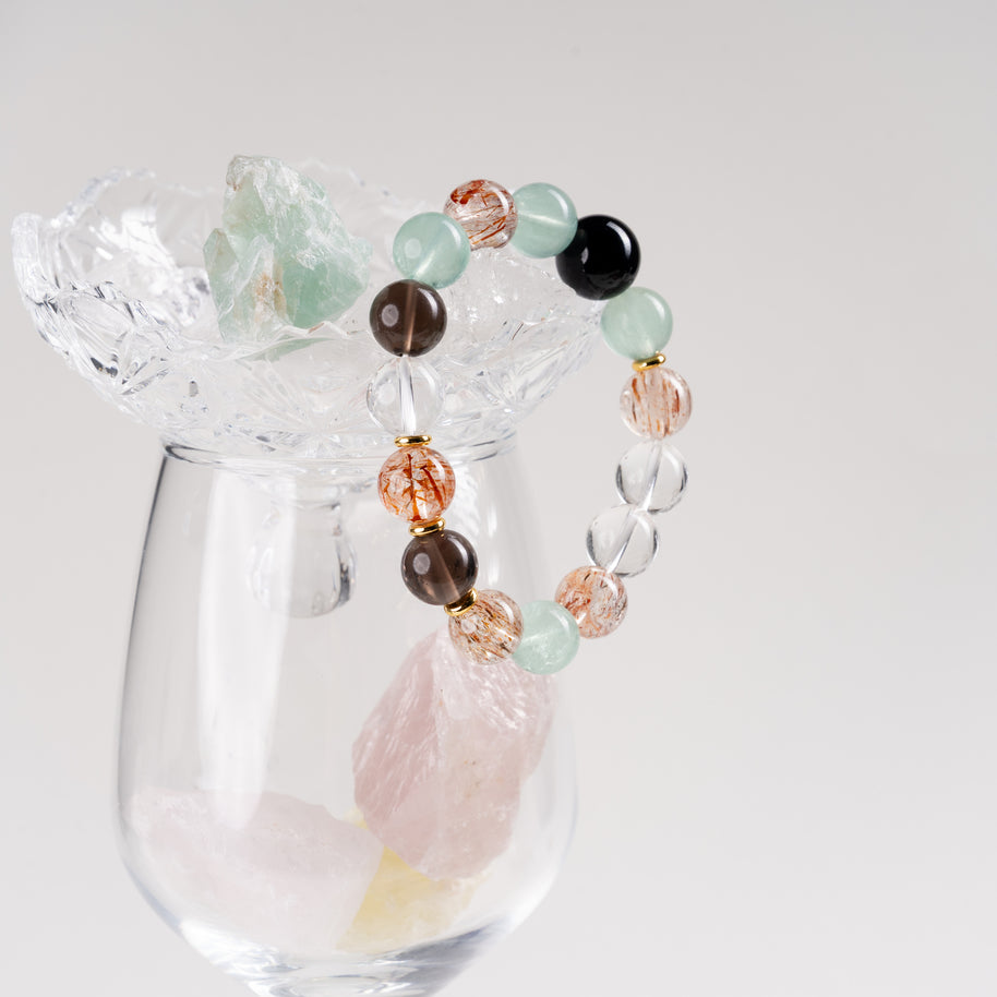 Wisdom Calm A Moment of Budding Green Fluorite Smoky Quartz Handmade Bracelet·Wood｜Growth — atmosphere image 1