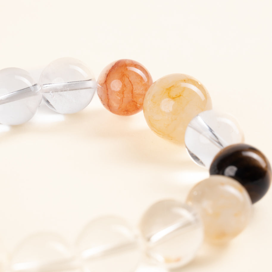Abundance Security Harvest Gate Golden Accent Stone Clear Quartz Handmade Bracelet·Earth｜Grounding — detail image 2