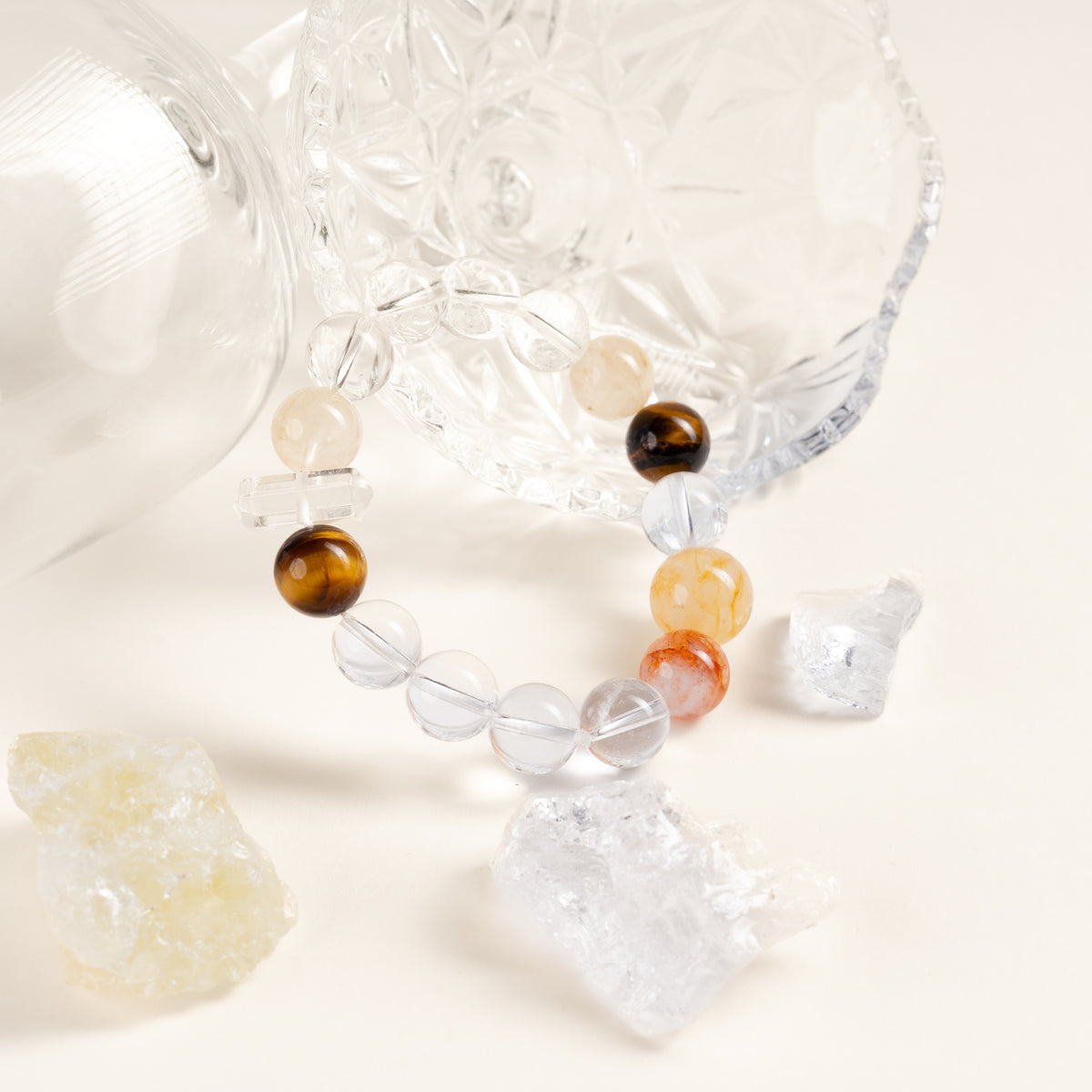 Abundance Security Harvest Gate Golden Accent Stone Clear Quartz Handmade Bracelet·Earth｜Grounding — atmosphere image 1