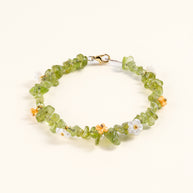 Abundance Self-Love Tender New Green Peridot Handmade Flower Charm Bracelet·Wood｜Growth — main