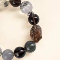 Transformation Cleansing Moonlight Drift Phantom Quartz Smoky Quartz Handmade Bracelet·Metal｜Clarity — detail image 1