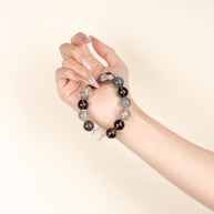 Transformation Cleansing Moonlight Drift Phantom Quartz Smoky Quartz Handmade Bracelet·Metal｜Clarity — on-hand image 2