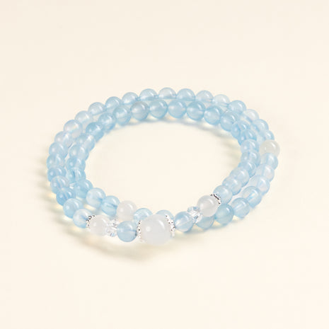 Calm Authentic Expression Tide into Dream Aquamarine Moonstone Handmade Bracelet·Water｜Intuition — main