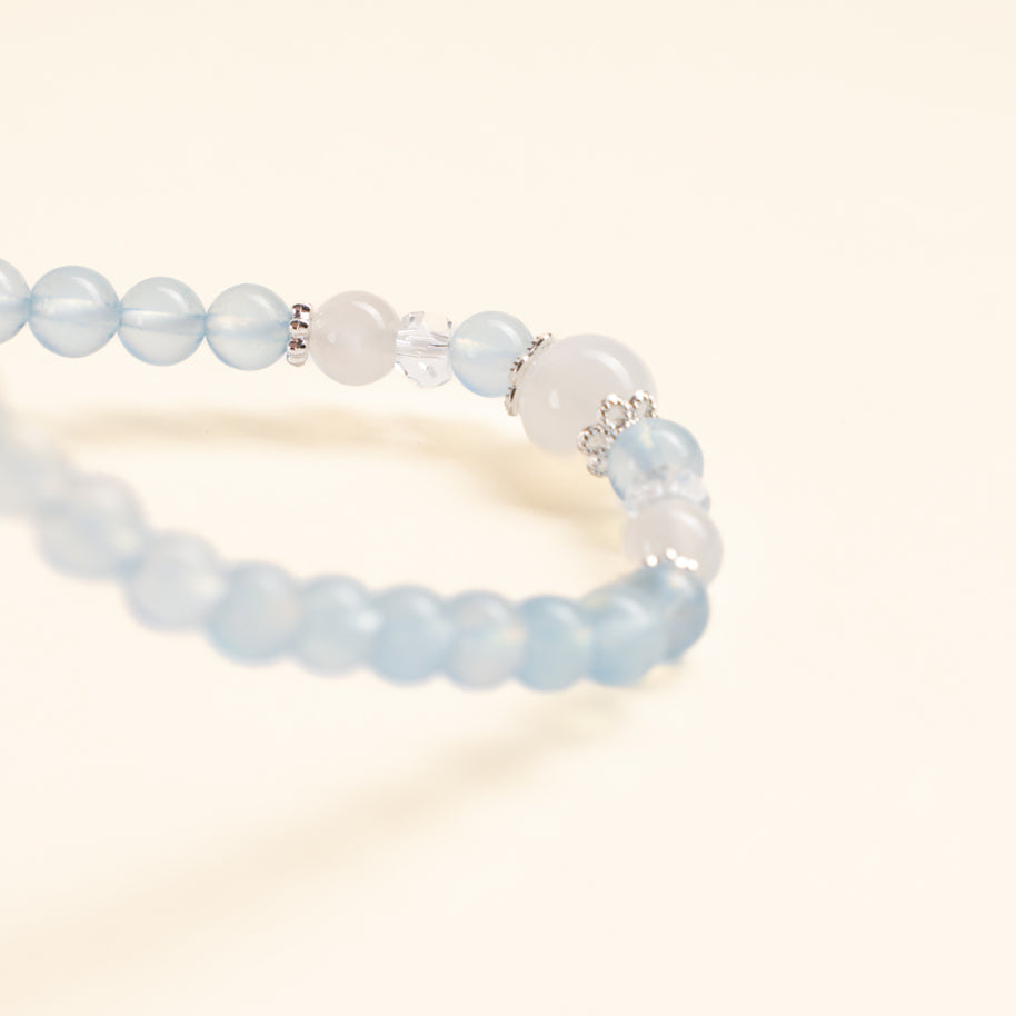 Calm Authentic Expression Tide into Dream Aquamarine Moonstone Handmade Bracelet·Water｜Intuition — detail image 1