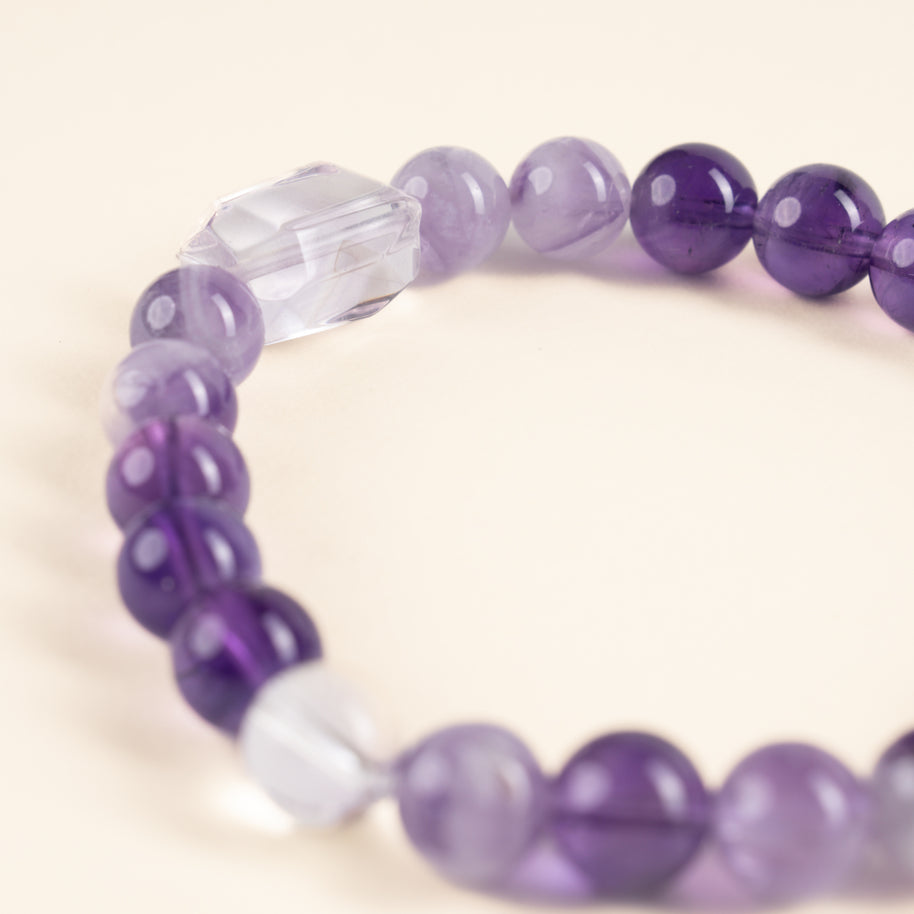 Source Connection Intuition Clear as First Light Clear Quartz Amethyst Handmade Bracelet·Metal｜Clarity — detail image 2