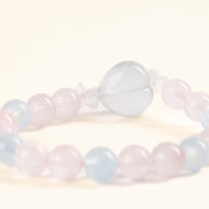 Calm Authentic Expression Gentle Undercurrent Rose Quartz Aquamarine Handmade Bracelet·Water｜Intuition — detail image 1