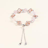 Love Self-Love Blush of Feeling Rose Quartz Handmade Clover Charm Bracelet·Fire｜Passion — main