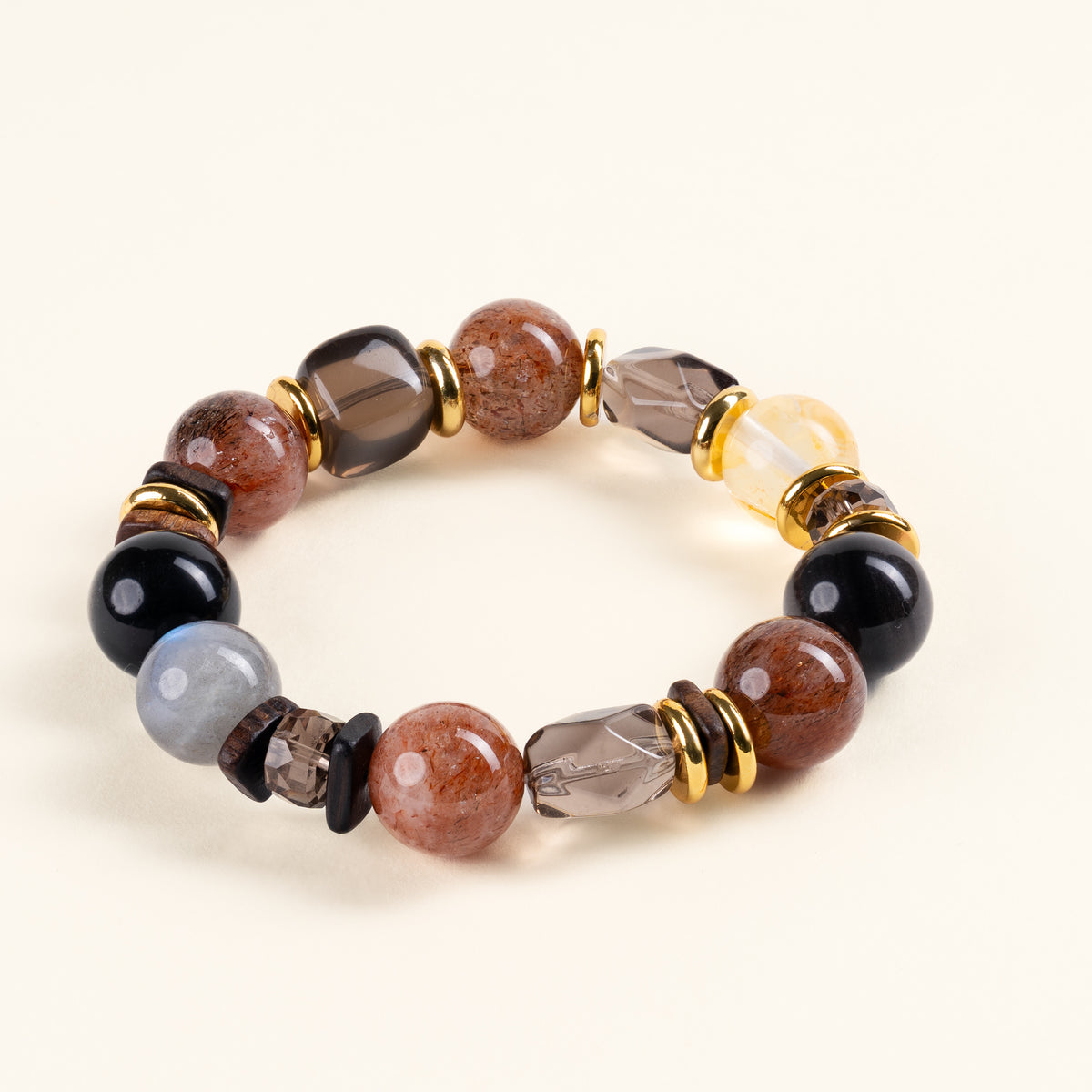 Intuition Transformation Moonwashed Grey Moonstone Silver Obsidian Handmade Bracelet·Metal｜Clarity — main
