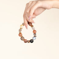 Intuition Transformation Moonwashed Grey Moonstone Silver Obsidian Handmade Bracelet·Metal｜Clarity — on-hand image 1