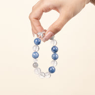 Source Connection Intuition Alone in Clarity Clear Quartz White Azez Stone Handmade Bracelet·Metal｜Clarity — on-hand image 2