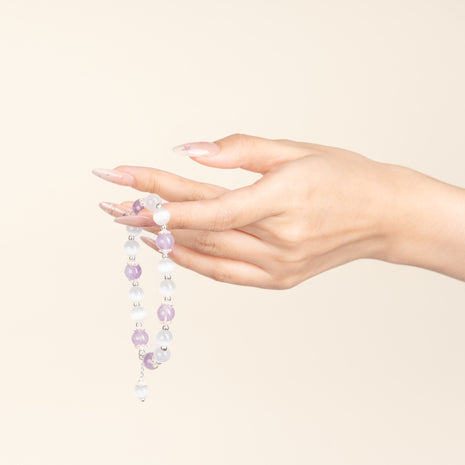 Confidence Luck Steady Stride Cat's Eye Stone Amethyst Handmade Bracelet·Earth｜Grounding — on-hand image 1