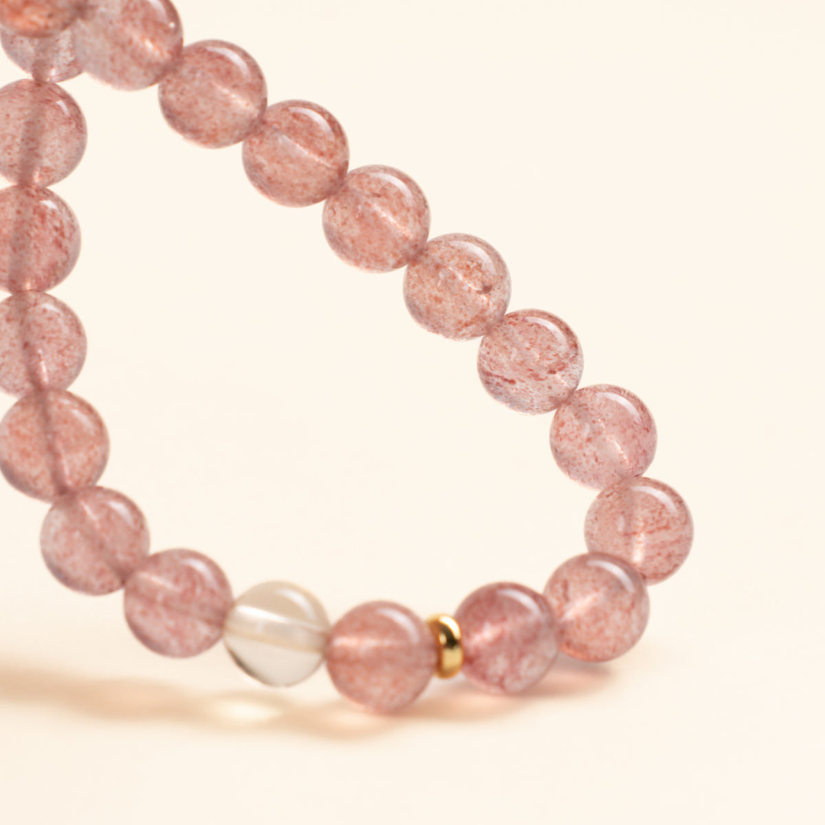 Self-Love Love Untouched Light Strawberry Quartz Citrine Handmade Bracelet·Metal｜Clarity — detail image 2