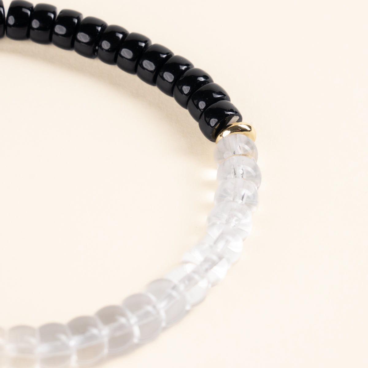 Source Connection Intuition Heart of Ice Clear Quartz Black Tourmaline Handmade Bracelet·Metal｜Clarity — detail image 2