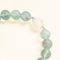 Cleansing Intuition Clear Light Dream White Phantom Quartz Green Fluorite Handmade Bracelet·Metal｜Clarity — detail image 2