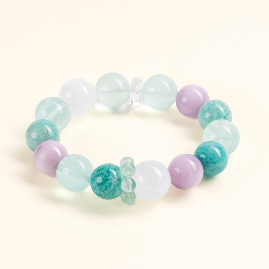 Wisdom Calm Green Branch Dream Green Fluorite Kunzite Handmade Bracelet·Wood｜Growth — main image