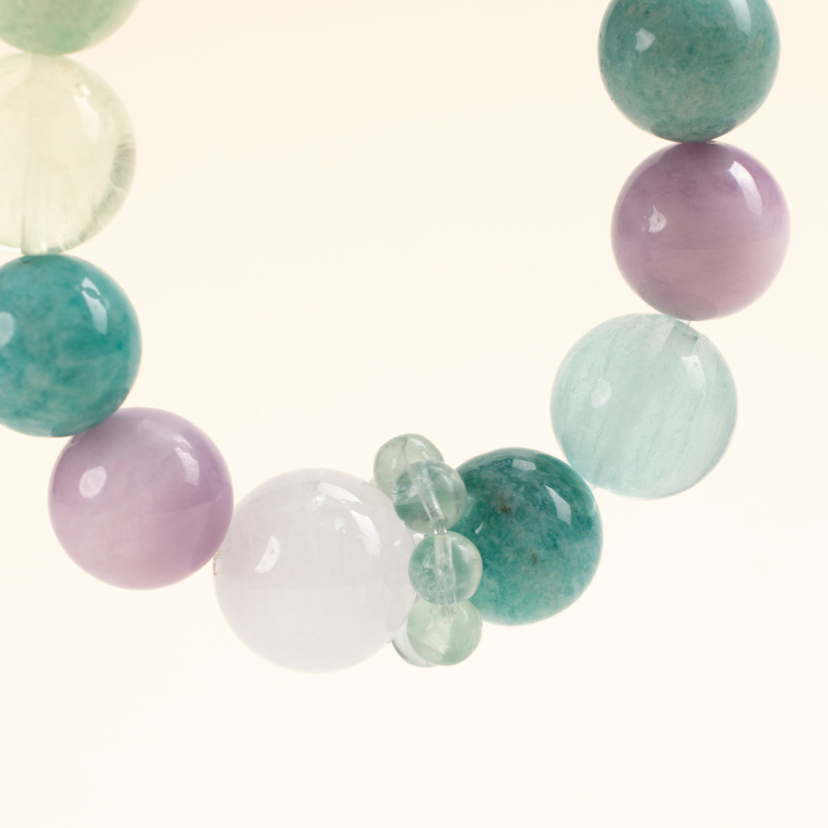 Wisdom Calm Green Branch Dream Green Fluorite Kunzite Handmade Bracelet·Wood｜Growth — detail image 1
