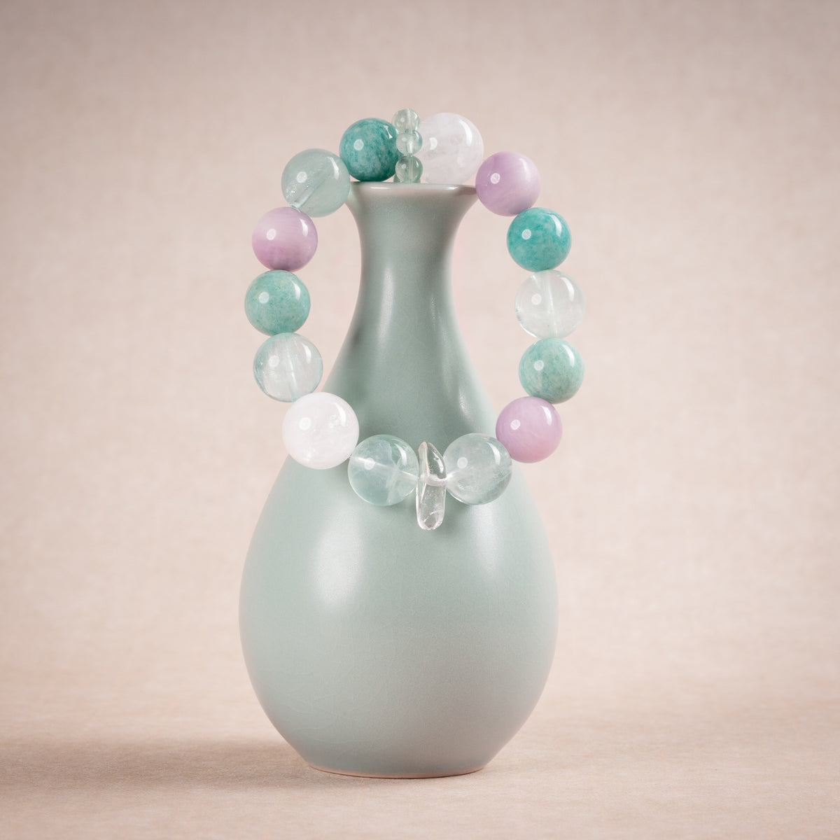 Wisdom Calm Green Branch Dream Green Fluorite Kunzite Handmade Bracelet·Wood｜Growth — atmosphere image 2