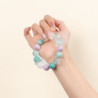 Wisdom Calm Green Branch Dream Green Fluorite Kunzite Handmade Bracelet·Wood｜Growth — wearing view 2
