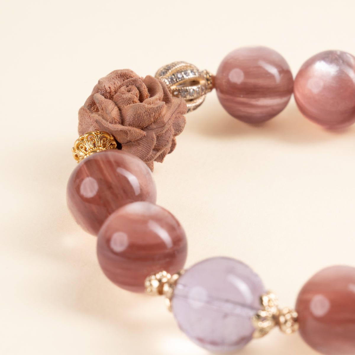 Calm Intuition Sunlit Whisper Amethyst Lepidolite Handmade Bracelet·Fire｜Passion — detail image 1