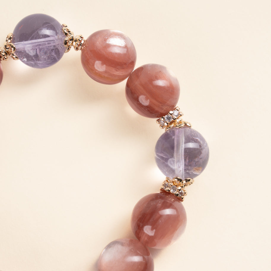 Calm Intuition Sunlit Whisper Amethyst Lepidolite Handmade Bracelet·Fire｜Passion — detail image 2