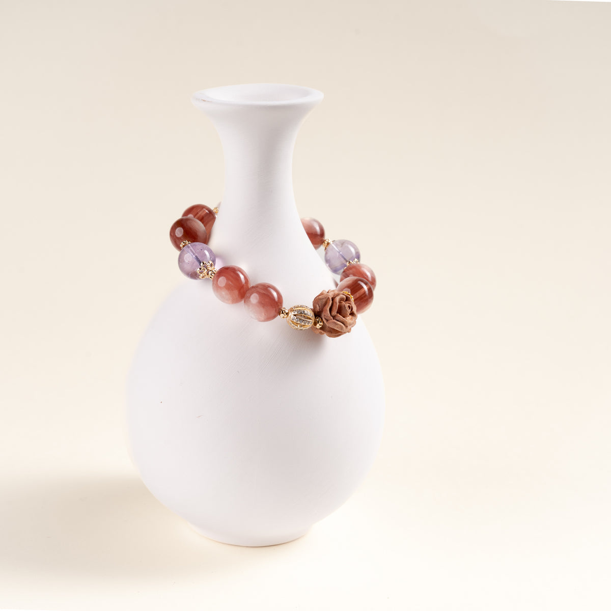 Calm Intuition Sunlit Whisper Amethyst Lepidolite Handmade Bracelet·Fire｜Passion — atmosphere image 1