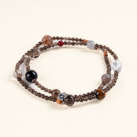 Confidence Career Rising Fortune Golden Tiger's Eye Sandalwood Handmade 3-Loop Bracelet·Earth｜Grounding — main