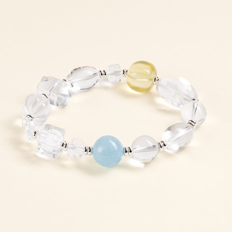 Source Connection Intuition Mirror Clear Clear Quartz Citrine Handmade Bracelet·Metal｜Clarity — main
