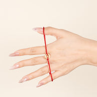 平安扣细红绳编织手链 / Ping An Kou Thin Red String Braided Bracelet — on-hand image 1