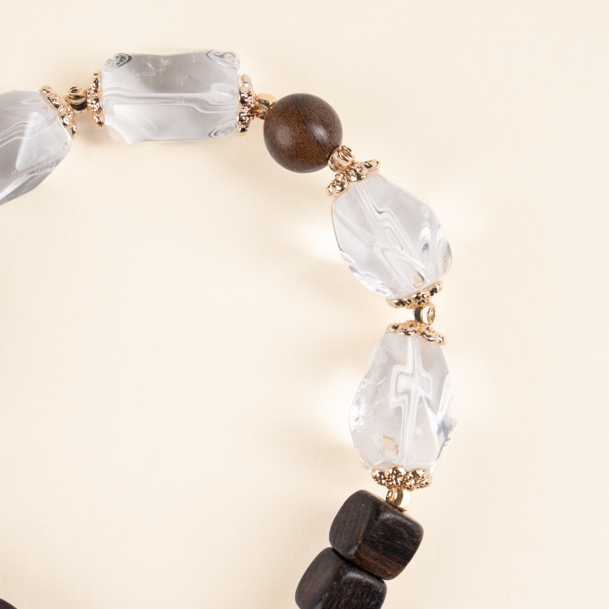 Source Connection Intuition Pale Reflection Clear Quartz Agarwood Handmade Bracelet·Metal｜Clarity — detail image 2