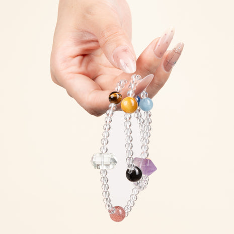 Vitality Confidence Whispers of the Heart Sunstone Silver Obsidian Handmade 2-Wrap Bracelet·Fire｜Passion — on-hand image 1